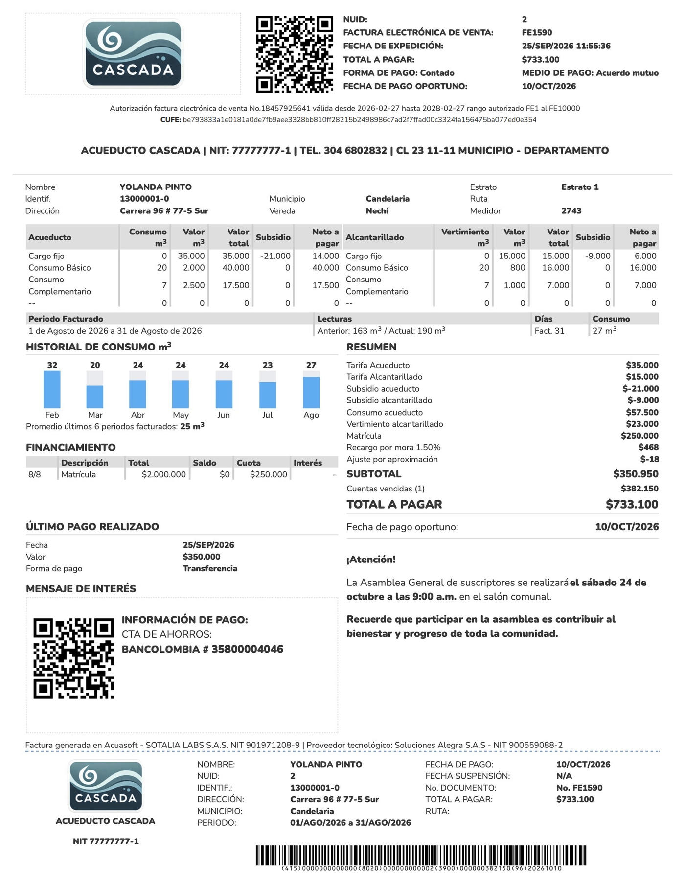 Factura Electrónica Homologada DIAN Acuasoft